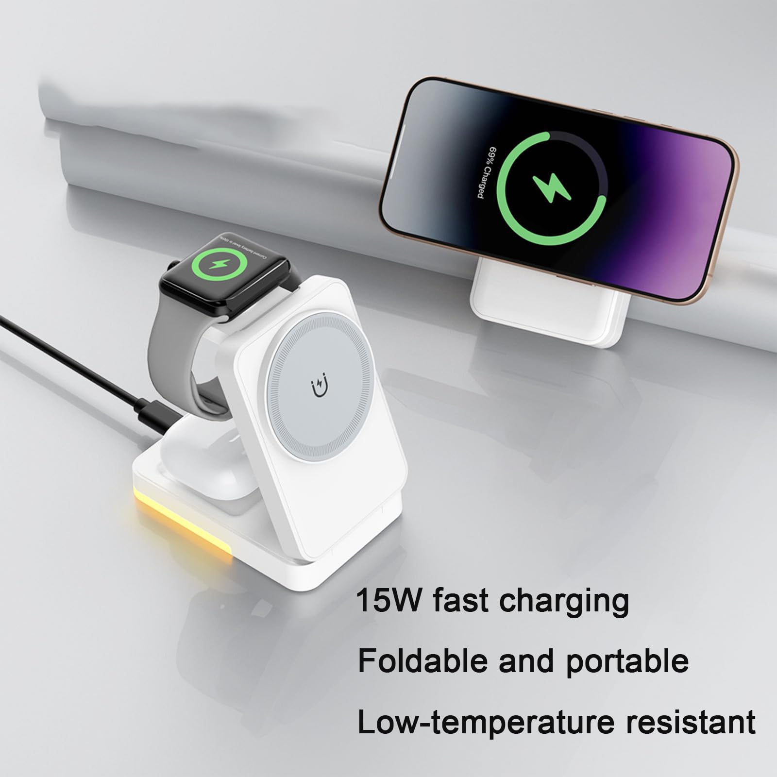 3-in-1 접이식 무선 충전기 15W 자기 유도 충전 - Usb C Earphone 리뷰 및 가격